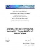 EXONERACIÓN DE LOS TRIBUTOS CAUSADOS Y FISCALIZACIÓN DE EXPORTACIÓN