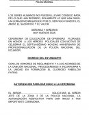 CEREMONIA DE COLOCACIÓN DE OFRENDAS FLORALES A LOS HÉROES DE LA POLICÍA NACIONAL