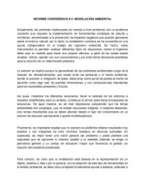 INFORME CONFERENCIA # 2: MODELACIÓN AMBIENTAL. Página 1