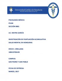 INVESTIGACIÓN DE PUNTUACIÓN ACUMULATIVA SALUD MENTAL EN HONDURAS. Página 1