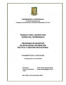 FUNDAMENTOS DE LA EDUCACIÓN “La Educación y Los Valores”