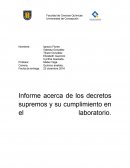 Inspeccion a laboratorio acerca de cumplimiento de decretos supremos