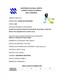 TRABAJO PRÁCTICO ASIGNATURA: TEORÍA DE DECISIONES. Página 1