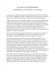 LAS CIENCIAS CONTEMPORANEAS LA METAFISICA, LA FILOSOFIA Y LA TOELOGIA. Página 1