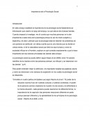 Importancia de la Psicología Social Introducción