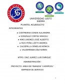 PROYECTO: AREA DE FINANZAS “LIVERPOOL” EMPRESA DE SERVICIO