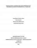 IDENTIFICACION DE LOS RIESGOS BIOLOGICOS PRESENTES EN EL CONDOMINIO EN CONSTRUCCION MIRADOR DE LA CANDELARIA