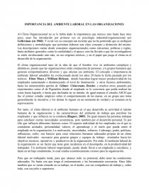 IMPORTANCIA DEL AMBIENTE LABORAL EN LAS ORGANIZACIONES. Página 1