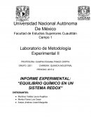 Estudiar experimentalmente el desplazamiento del equilibrio químico de un sistema redox.