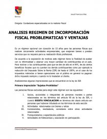 ANALISIS REGIMEN DE INCORPORACIÓN FISCAL PROBLEMATICAS Y VENTAJAS. Página 1
