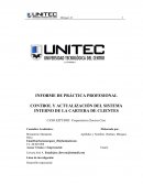 INFORME DE PRÁCTICA PROFESIONAL CONTROL Y ACTUALIZACIÓN DEL SISTEMA INTERNO DE LA CARTERA DE CLIENTES