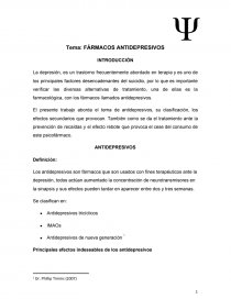 FÁRMACOS ANTIDEPRESIVOS . ANTIDEPRESIVOS TRICÍCLICOS. Página 1