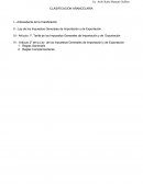 Antecedente de la Clasificación - Ley de los Impuestos Generales de Importación y de Exportación