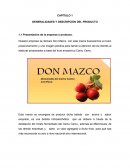 CAPÍTULO 1 GENERALIDADES Y DESCRIPCIÓN DEL PRODUCTO