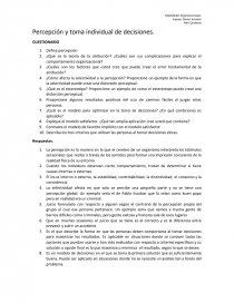 Percepción y toma individual de Decisiones: Preguntas.. Página 1