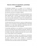 Resumen reflexivo de significado y aprendizaje significativo