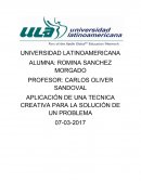 APLICACIÓN DE UNA TECNICA CREATIVA PARA LA SOLUCIÓN DE UN PROBLEMA