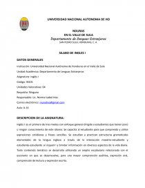 SILABO DE INGLES I DATOS GENERALES. Página 1