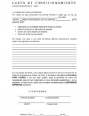 Carta de condicionamiento y reporte.