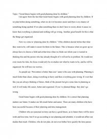 Essay Topic:-“Good future begins with good planning done by children.”. Página 1