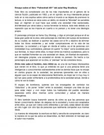 Ensayo Sobre El Libro Fahrenheit 451 Del Autor Ray Bradbury Ensayos Danielrs26