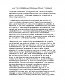 LAS TRES NECESIDADES BASICAS DE LAS PERSONAS
