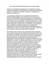LAS TRES NECESIDADES BASICAS DE LAS PERSONAS. Página 1