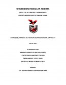 AVANCE DEL TRABAJO DE TÉCNICAS DE INVESTIGACIÓN, CAPÍTULO I