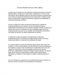 NOTICIAS PROSPECTIVAS DEL CAMPO LABORAL enfermeria. Página 1