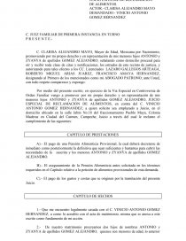 JUICIO ESPECIAL DE RECLAMACIÓN DE ALIMENTOS. ACTOR.- CLARISA ALEJANDRO MAYO. Página 1