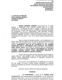 JUICIO: SOLICITUD UNILATERAL DE DIVORCIO (DIVORCIO INCAUSADO).. Página 1