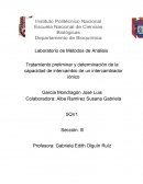 Tratamiento preliminar y determinación de la capacidad de intercambio de un intercambiador iónico
