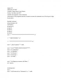 Algoritmo para un Menu de Restaurante.. Página 1