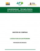 GESTIÓN DE COMPRAS LICENCIATURA EN GASTRONOMIA