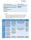 Características de los procesos de manufactura Ejercicio: # 2