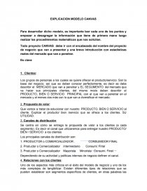 EXPLICACION MODELO CANVAS. Página 1