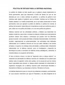 POLITICA DE ESTADO PARA LA DEFENZA NACIONAL