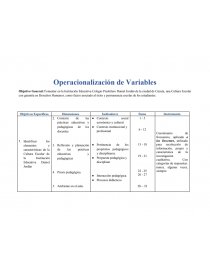 Operacionalización de Variables. Objetivos Específicos. Página 1