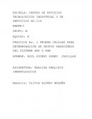 Identificar los antígenos de su superficie del sistema ABO (Lands-teiner) en los eritrocitos humanos mediante el uso de antisueros para determinar qué grupo sanguíneo