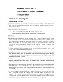 INFORME FINANCIERO – ECONÓMICO EMPRESA UNACEM – PERIODO 2014. Página 1