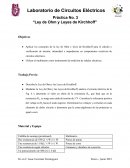 Parte teorica Aplicar los conceptos de la ley de Ohm y leyes de Kirchhoff para el cálculo y verificación de tensión, intensidad e impedancias en componentes resistivos de circuitos eléctricos.