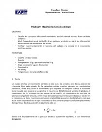 Estudiar los conceptos básicos del movimiento armónico simple a través de un oscilador armónico.. Página 1