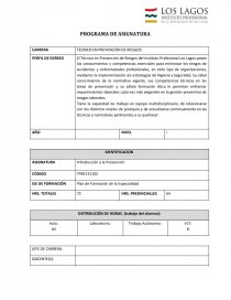 Introduccion a la prevencion de riesgos TECNICO EN PREVENCIÓN DE RIESGOS. Página 1
