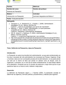 Actividad Integradora del Módulo 1 Introducción a la Planeación. Página 1