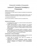 Planeación Contable y Presupuesto Lectura #1. Planeación Estratégica y Presupuesto