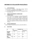 INFORME DE EVALUACIÓN PSICOLÓGICA.