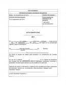 Acta Constitutiva Información principal y autorización del proyecto