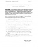 POLITICA DE GESTION INTEGRADA DE CALIDAD, SEGURIDAD, SALUD OCUPACIONAL Y MEDIO AMBIENTE