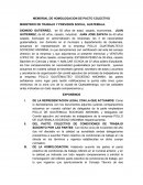 MEMORIAL DE HOMOLOGACION DE PACTO COLECTIVO