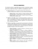 TIPOS DE MEMORIAS Se le denomina memoria, a la capacidad mental que permite a los individuos el registro